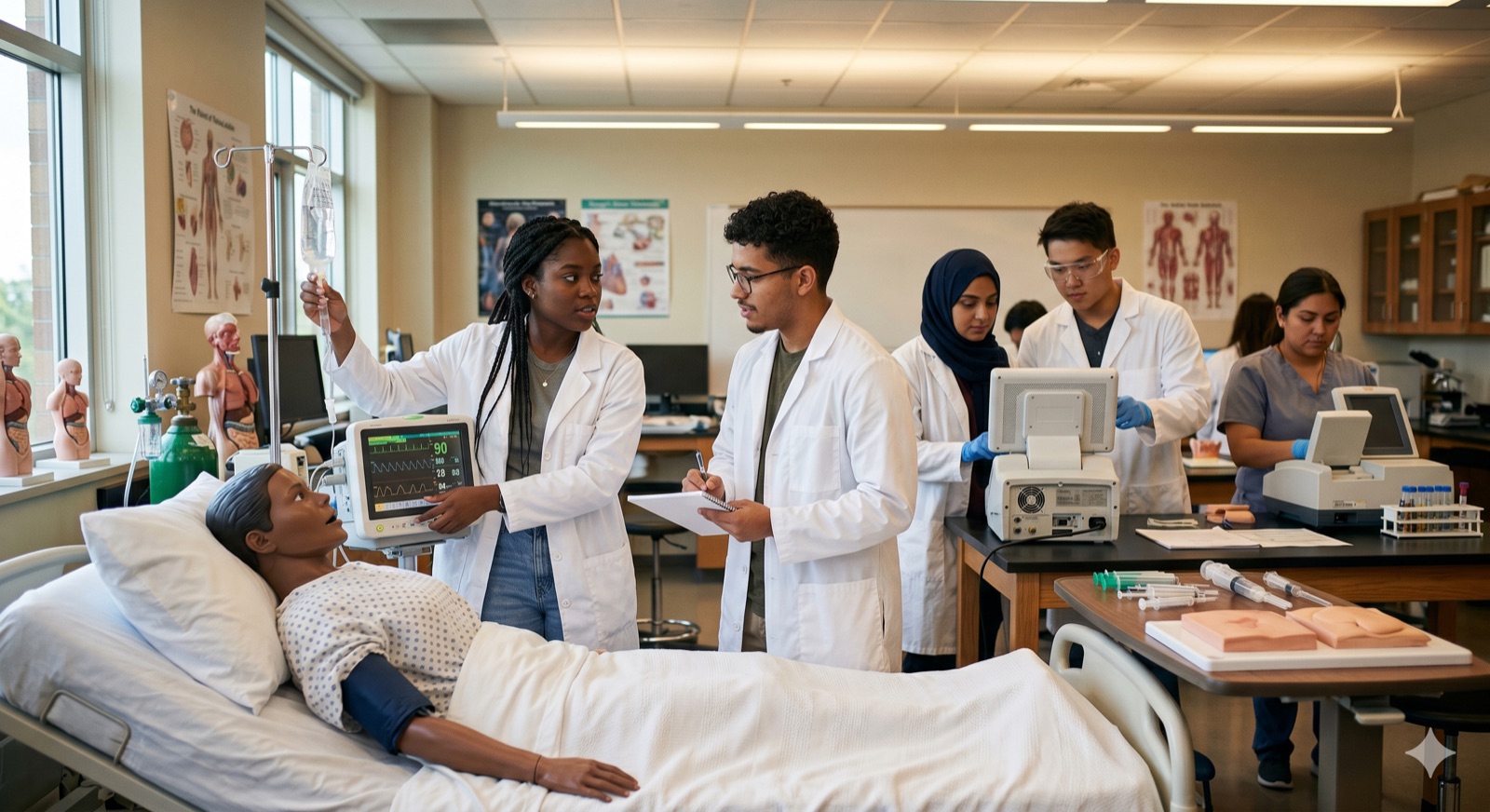 Students in a clinical simulation lab